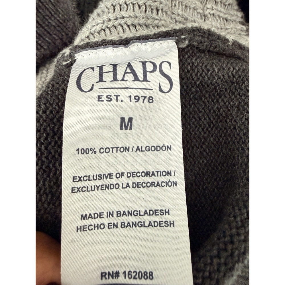 Chaps Women Sweater M Gray Fair Isle Reindeer Graphics Ski Cotton Soft Stretchy - Picture 7 of 8